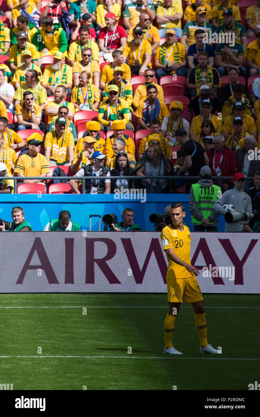 Kasan, Russland. 16 Jun, 2018. Australische Socceroos Center zurück Trent Sainsbury beim ersten Spiel der Nationalmannschaft gegen Frankreich bei der WM in Russland 2018 in Kasan. Credit: Stephen Lioy/Alamy leben Nachrichten Stockfoto