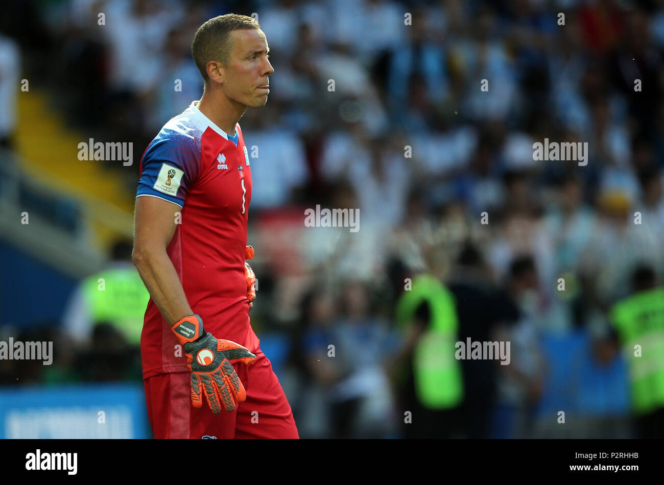 16.06.2018. Moskau, Russische: Halldorsson in Aktion während des Spiels FIFA WM Russland 2018, Gruppe D, Fußballspiel zwischen Argentinien v Island in Spartak Stadium in Moskau. Credit: Marco iacobucci/Alamy leben Nachrichten Stockfoto