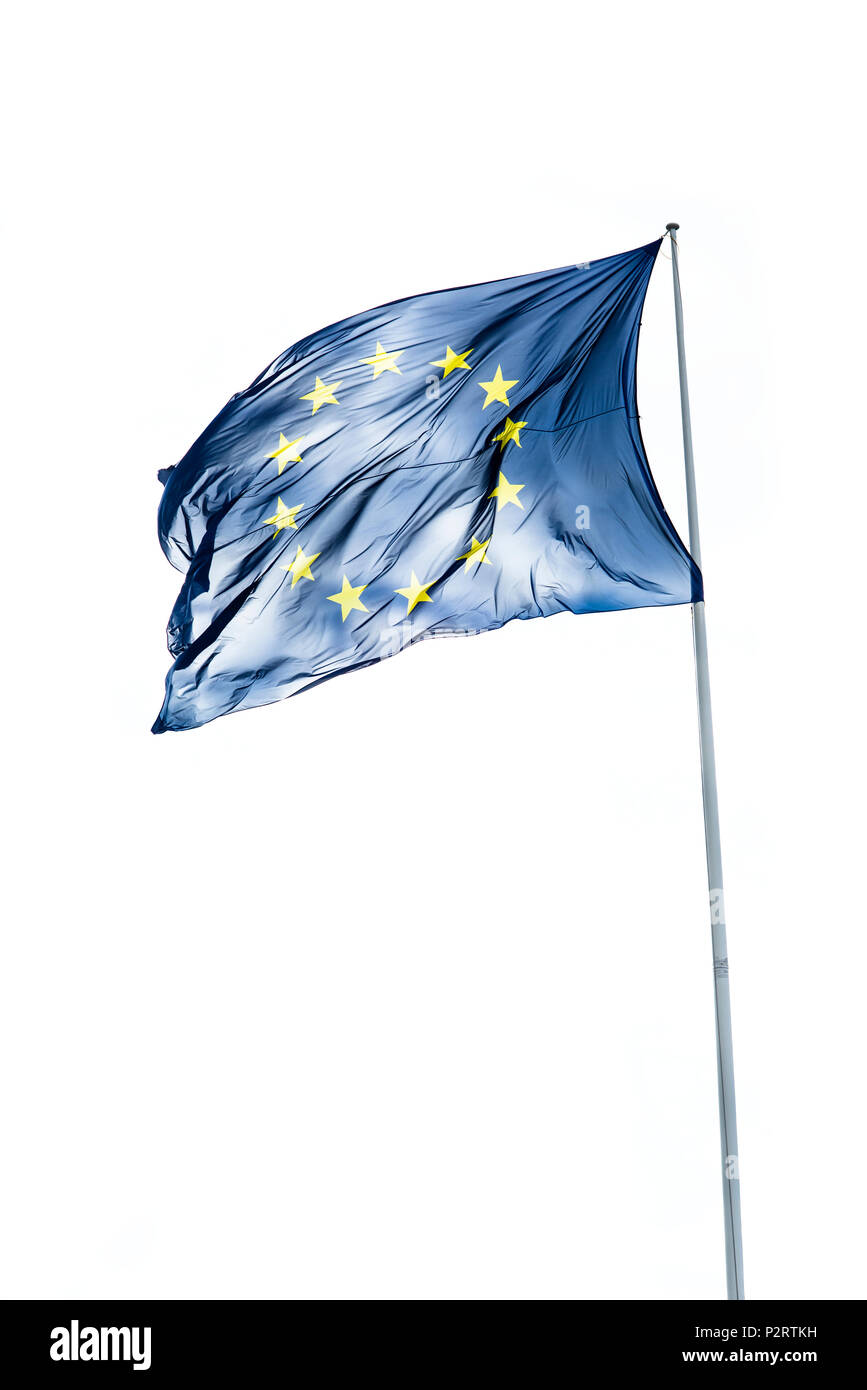 Die Europäische Union (EU) Flagge isoliert auf Weiss. Stockfoto