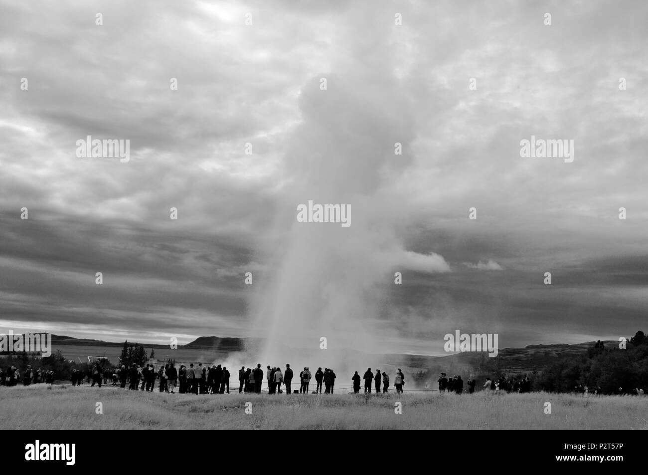Ausbrechenden Geysir, Island Stockfoto