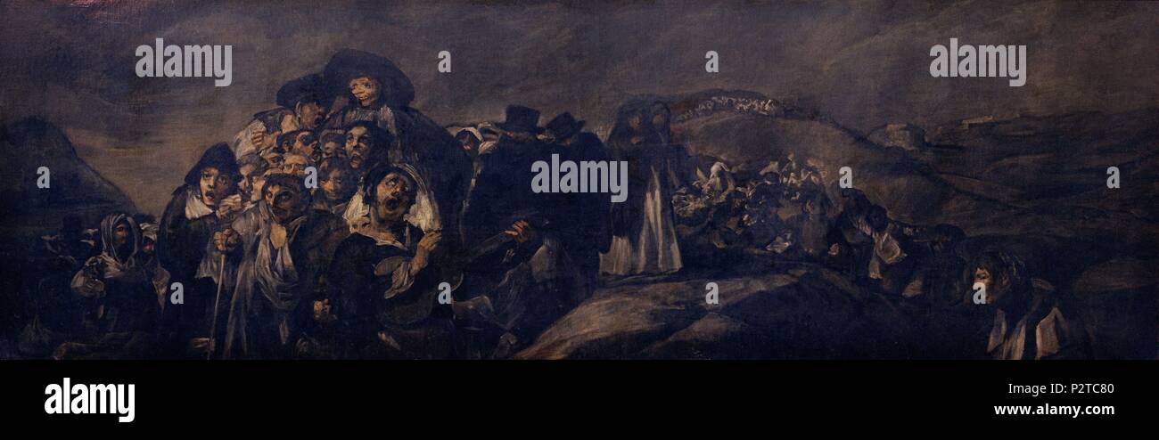 "Die Wallfahrt nach San Isidro', 1820-1823, Mixed Media auf Wandmalerei, 138,5 cm x 436 cm, P 00760. Autor: Francisco de Goya (1746-1828). Lage: Museo del Prado - PINTURA, MADRID, SPANIEN. Auch als: LA ROMERIA DE SAN ISIDRO bekannt. Stockfoto