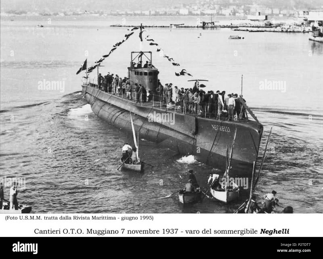 . Englisch: RIN Neghelli Italiano: Varo ein muggiano del sottomarino Neghelli. 7. November 1937. Unbekannt 3 30087 s3 neghelli Stockfoto