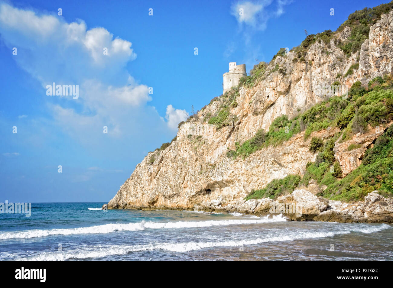 Blick auf Torre Fico - San Felice Circeo in Italien Stockfoto