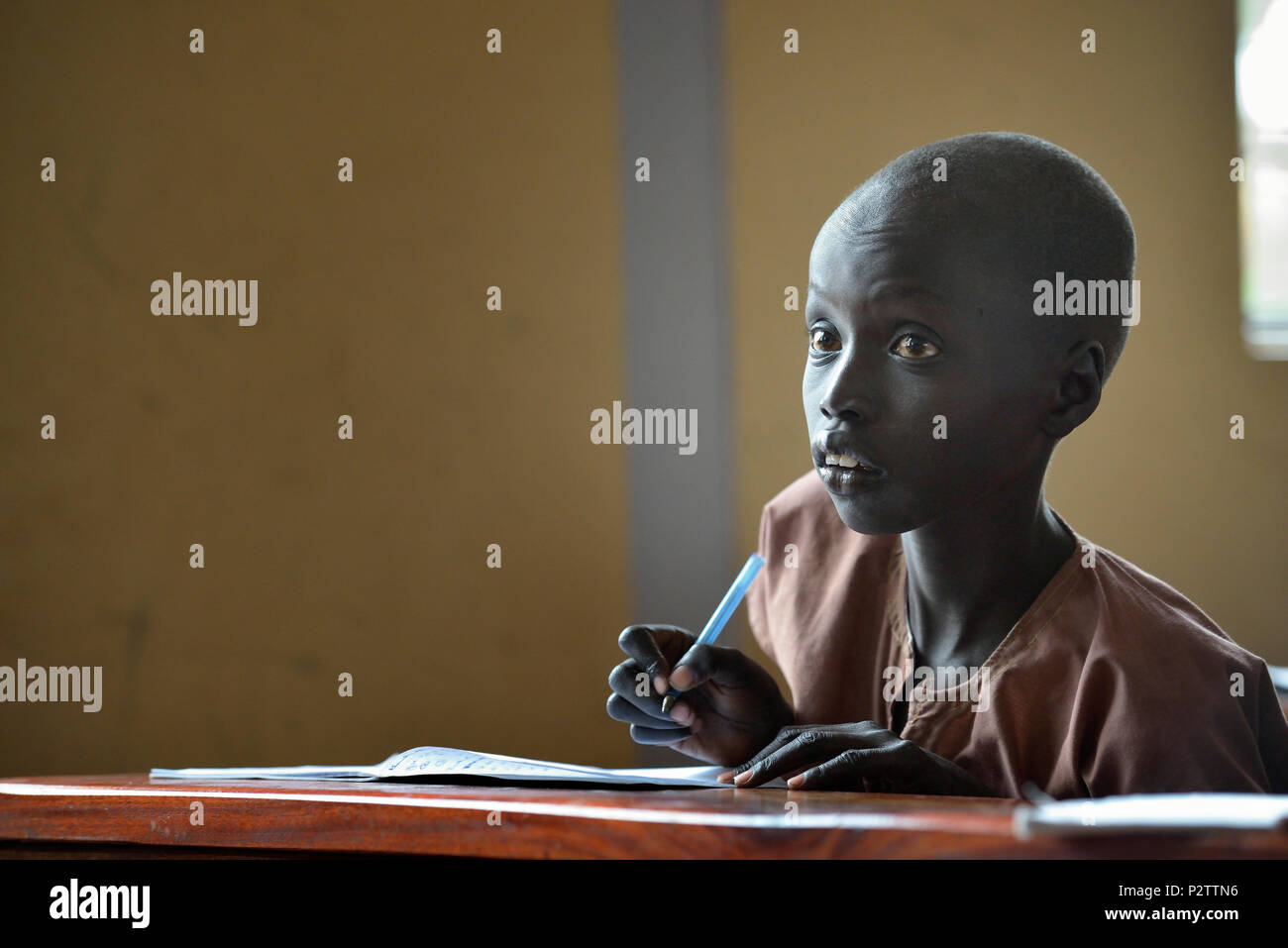 Ein Student in der Loreto Grundschule in Rumbek, Sudan Stockfoto
