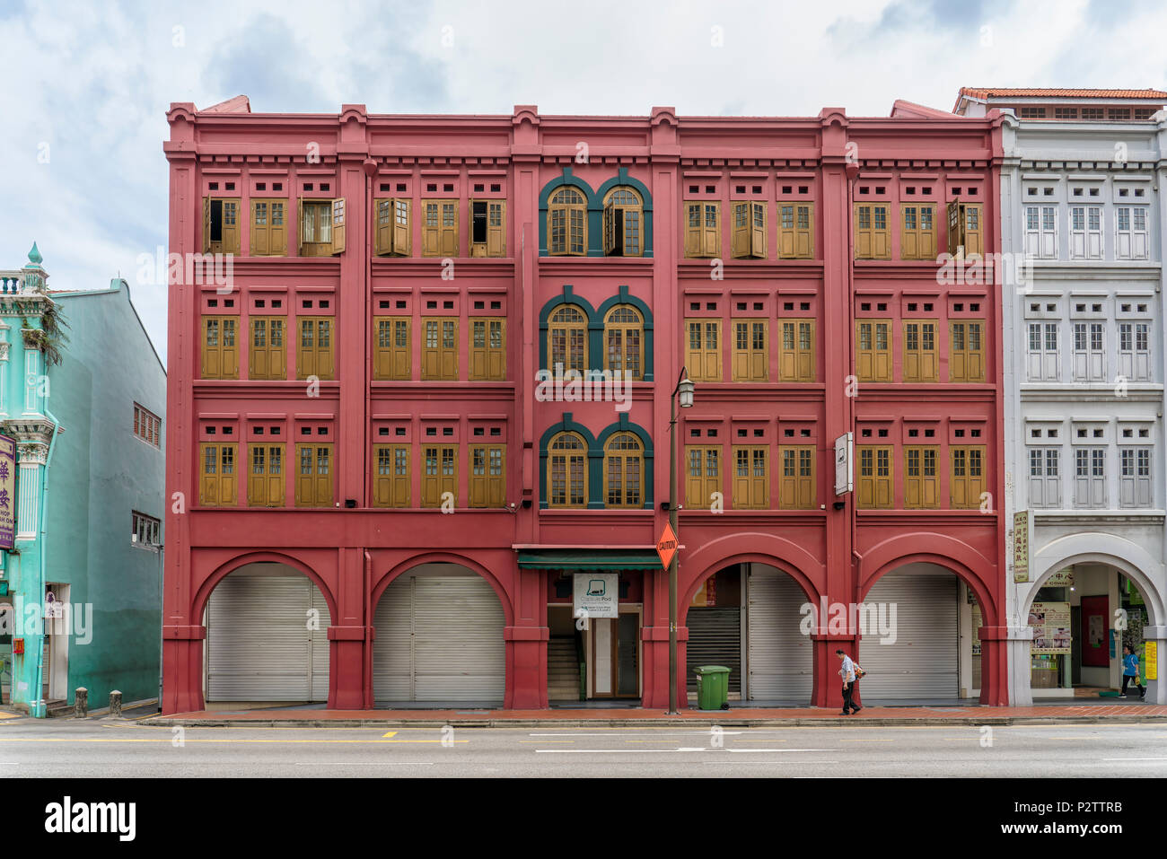 Singapur - 10. Juni 2018: Die Rote Herberge Gebäude in Chinatown Stockfoto