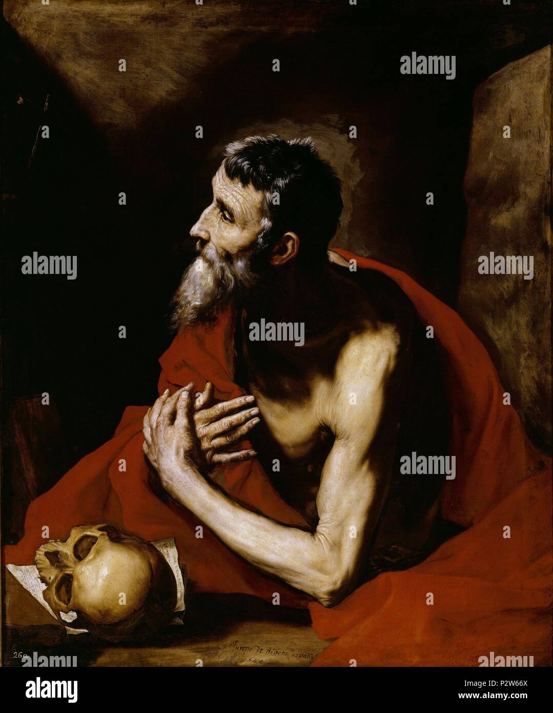 'Saint Jerome", 1644, Öl auf Leinwand, 109 cm x 90 cm, P 01096. Thema:: Lanfranco (1591-1652). Lage: Museo del Prado - PINTURA, MADRID, SPANIEN. Stockfoto