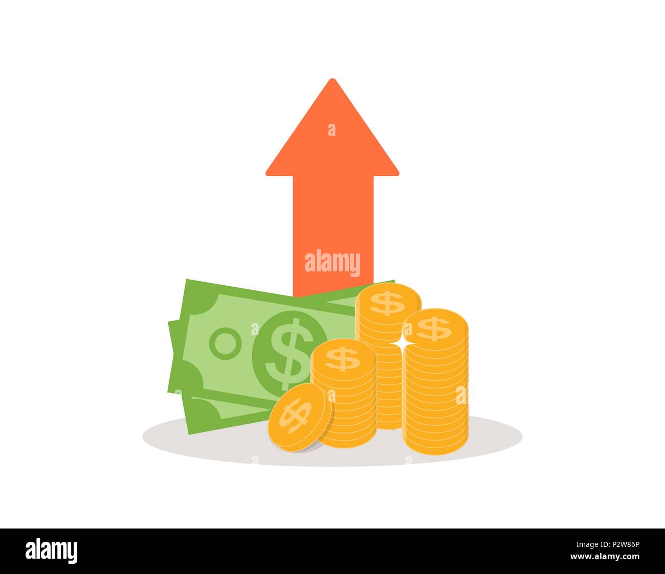 Einkommen erhöhen, finanzielle Strategie, Goldmünzen Symbol Zeichen Wirtschaft Finanzen Geld Konzept Vector Illustration Stock Vektor