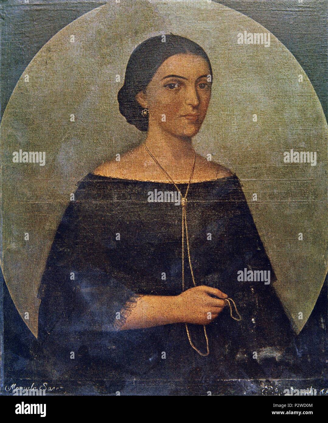 Portrait von Manuela Saenz, zweite Ehefrau von Simon Bolivar (1790-1830), General und Politiker aus Südamerika. Madrid, Institut für Lateinamerikanische Zusammenarbeit. Ort: INSTITUTO DE COOPERACION IBEROAMERICANA, MADRID, SPANIEN. Stockfoto