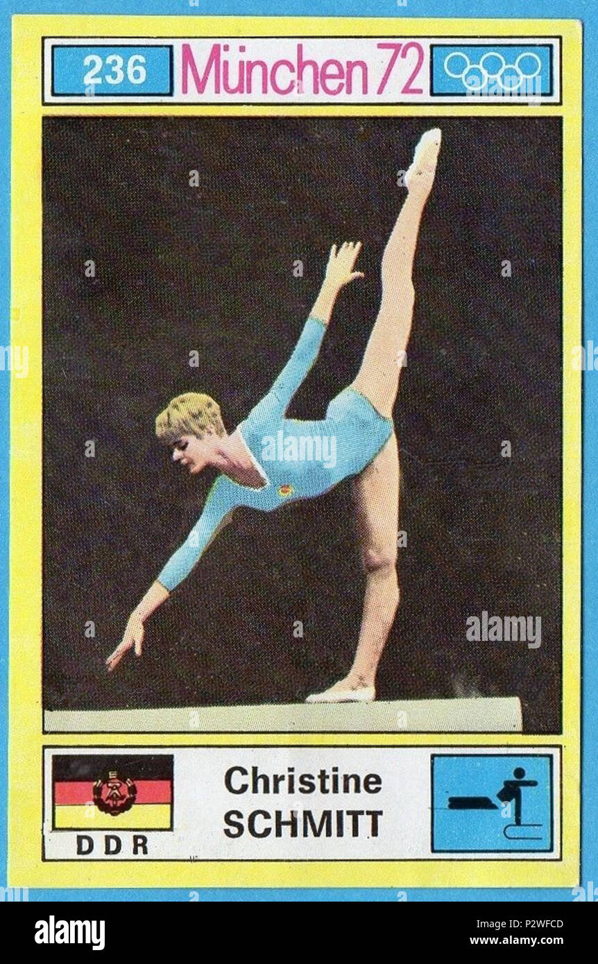 . München/MONACO '72 - PANINI - Figurina n. 236 - SCHMITT - DDR-GINNASTICA. ca. 1972 oder früher. Panini 18 Christine Schmitt Stockfoto