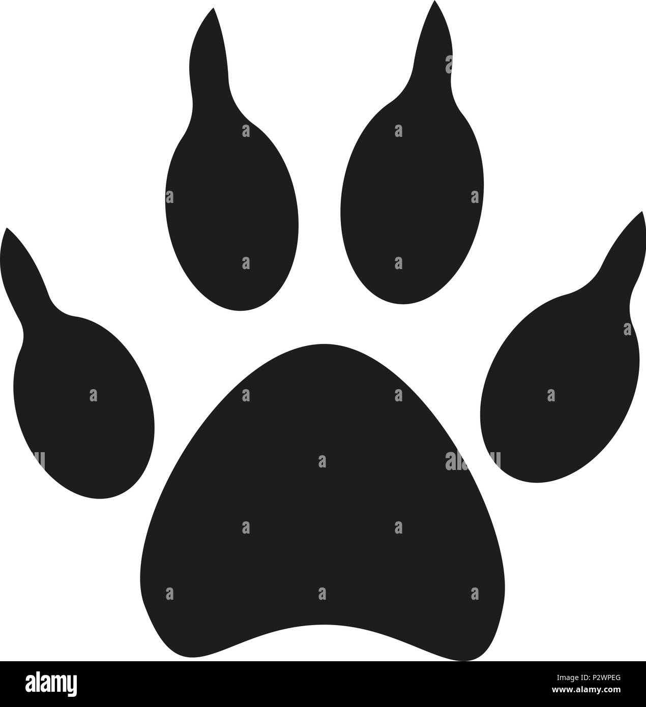 Schwarze und weisse Hund Pfote footprint Silhouette Stock Vektor