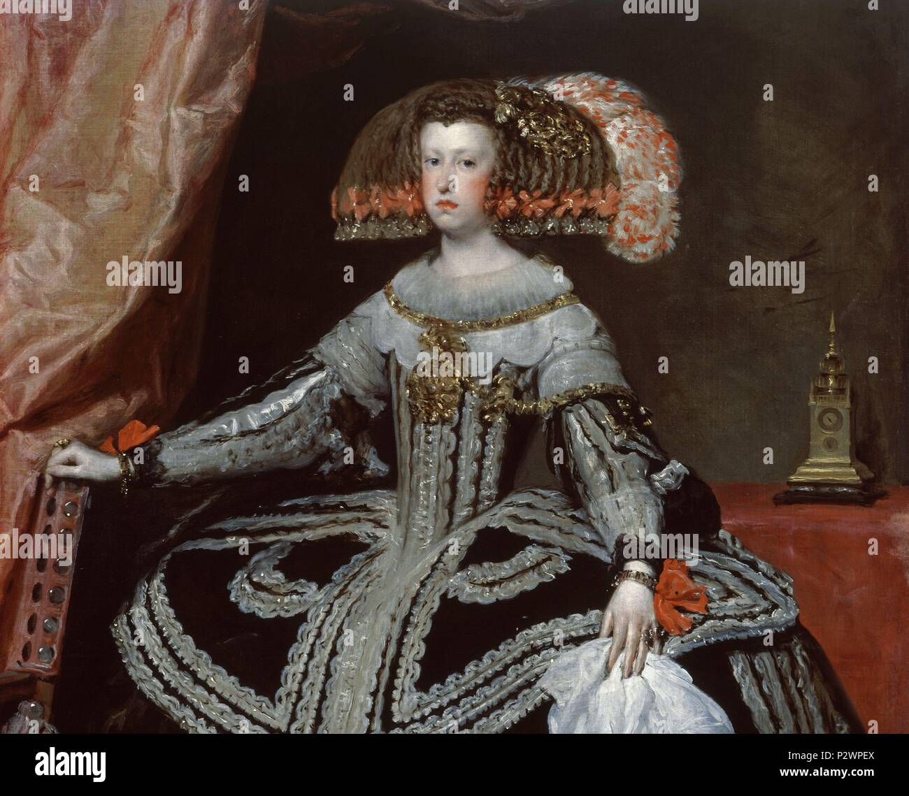 Bin ariana von Österreich. Königin von Spanien (Detail)", Ca. 1652, Öl auf Leinwand, P 01191. Autor: Diego Velázquez (1599-1660). Lage: Museo del Prado - PINTURA, MADRID, SPANIEN. Stockfoto