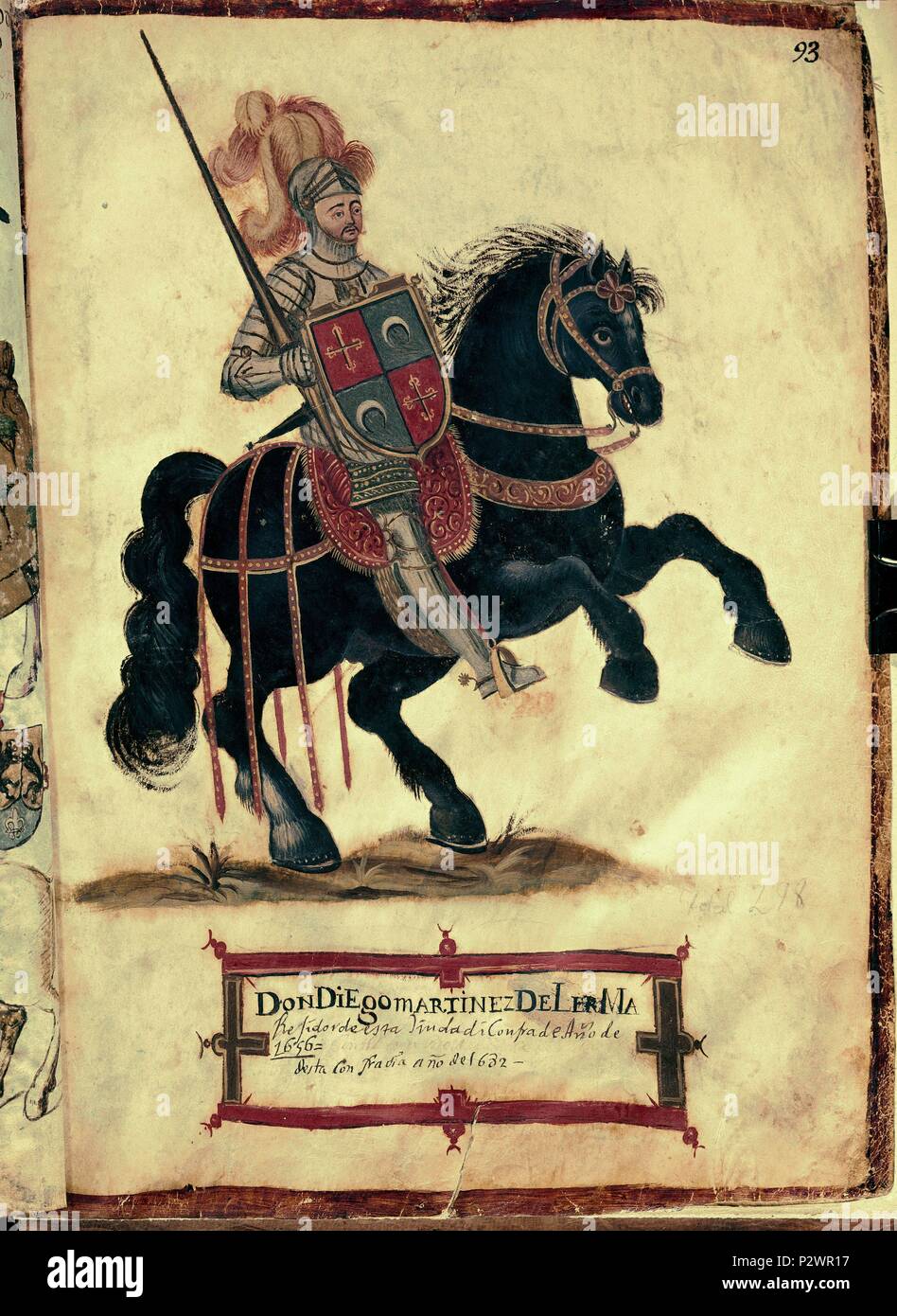 Buch des Orden von Santiago Ritterschaft. 1361. Folio 93. Martinez de Lama. Burgos, lokalen Archiven. Lage: ARCHIVO MUNICIPAL, Burgos, Spanien. Stockfoto
