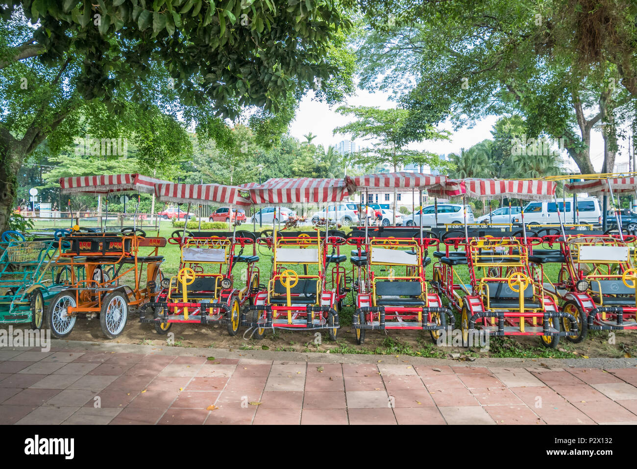 Kuala Lumpur, Malaysia - Mai 29,2018: Fahrradverleih für öffentliche in Titiwangsa See Gärten, es ist ein Freizeitpark mit einem großen See. Stockfoto