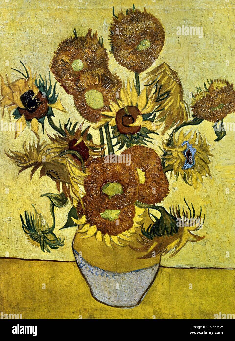 Niederländische Schule. Sonnenblumen. 1889. Öl auf Leinwand (95 x 73 cm). Amsterdam, Van Gogh Museum. Autor: Vincent van Gogh (1853-1890). Ort: Van Gogh Museum, Amsterdam, HOLANDA. Stockfoto