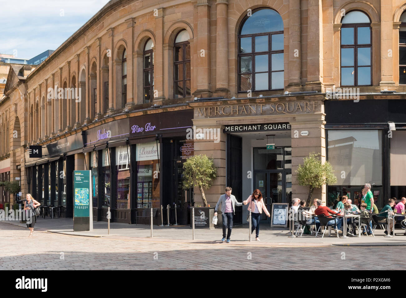 Merchant Square, ein Knotenpunkt der unabhängigen Bars und Restaurants in der Merchant City, Glasgow, Schottland, Großbritannien Stockfoto