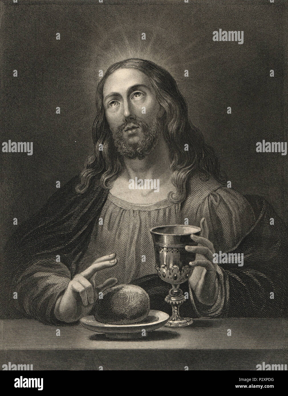 Jesus Christus, Segnung des Brotes, 19. Jahrhundert Portrait Stockfoto
