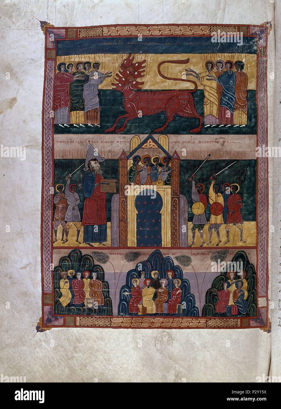 COMENTARIOS AL APOCALIPSIS, EL TIEMPO DEL ANTICRISTO - SIGLO XI. Autor: Beatus von Liébana (C. 730 - C. 798). Lage: Biblioteca Nacional - COLECCION, MADRID, SPANIEN. Stockfoto