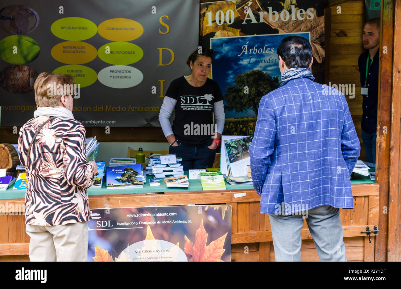 Madrid, Spanien, 9. Juni, 2018. Ein Blick auf einen Stand in der Natur Messe, Paseo der Recoletos. Stockfoto