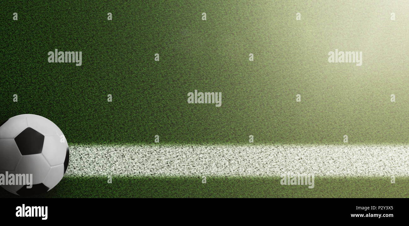 Blick von oben auf die Fußball auf Nebenerwerb auf Gras Fußball Feld Stockfoto