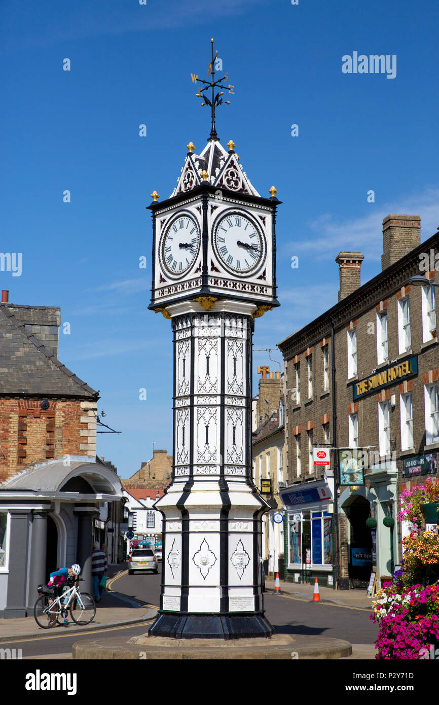 Die achteckige Uhr - Turm auf dem Marktplatz in Downham Market, Norfolk, Großbritannien Stockfoto