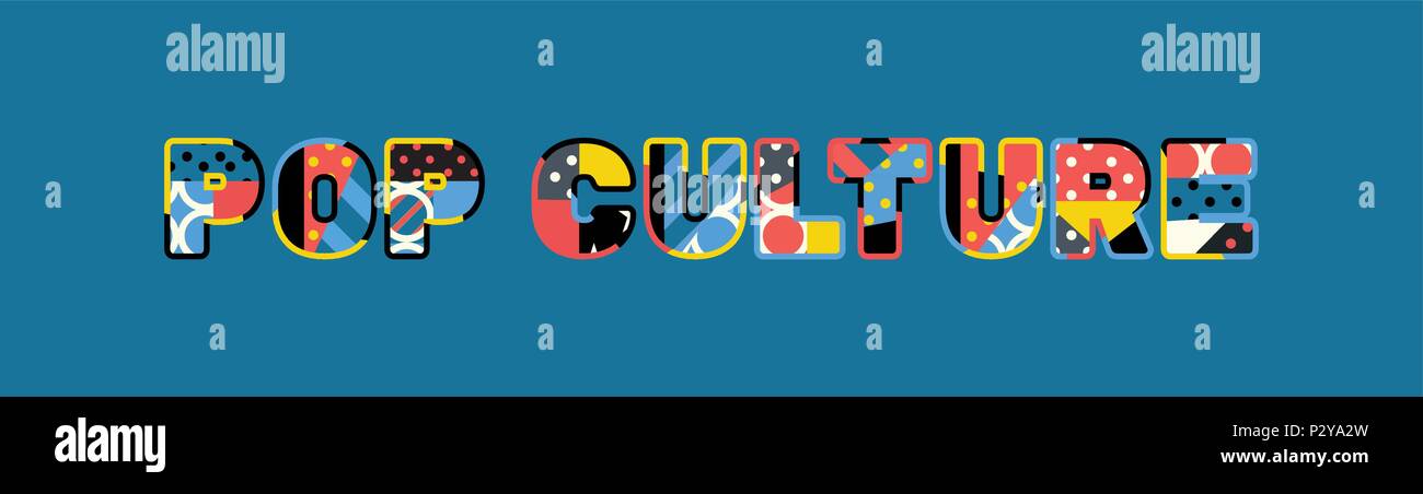 Die Worte POP KULTUR Konzept in farbenfrohe abstrakte Typografie geschrieben. Vector EPS 10 zur Verfügung. Stock Vektor