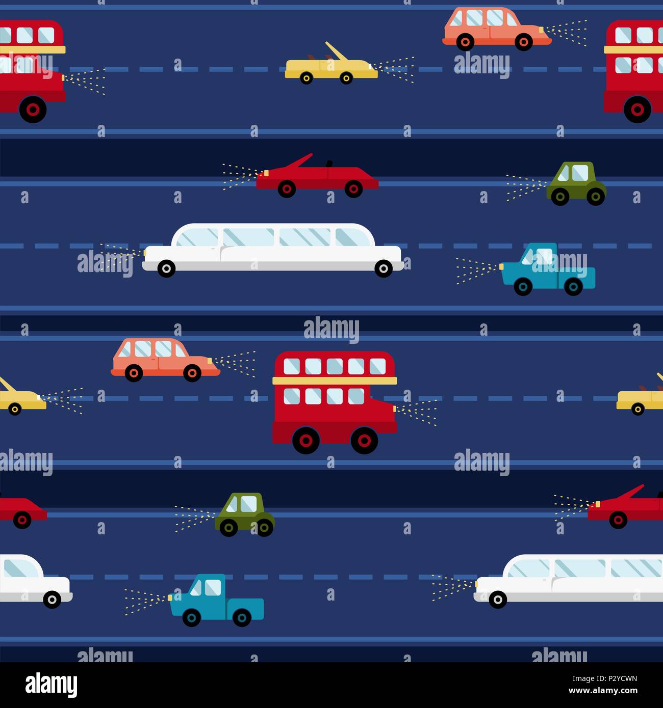Cartoon Auto vector nahtlose Muster transport Hintergrund reisen Textur Stock Vektor