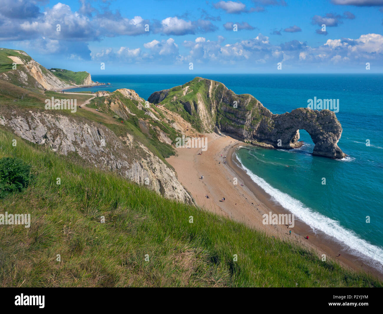 Durdle Door natürlicher Kalkstein Bogen auf der Jurassic Coast in der Nähe von Lulworth in Dorset Stockfoto