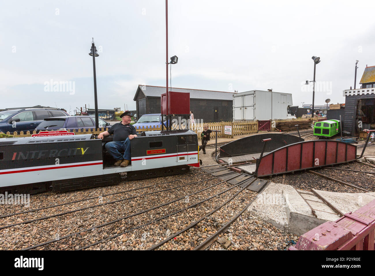 InterCity Lokomotive, Hastings Miniatur Intercity-bahnhof. Hastings, East Sussex, England, Großbritannien Stockfoto