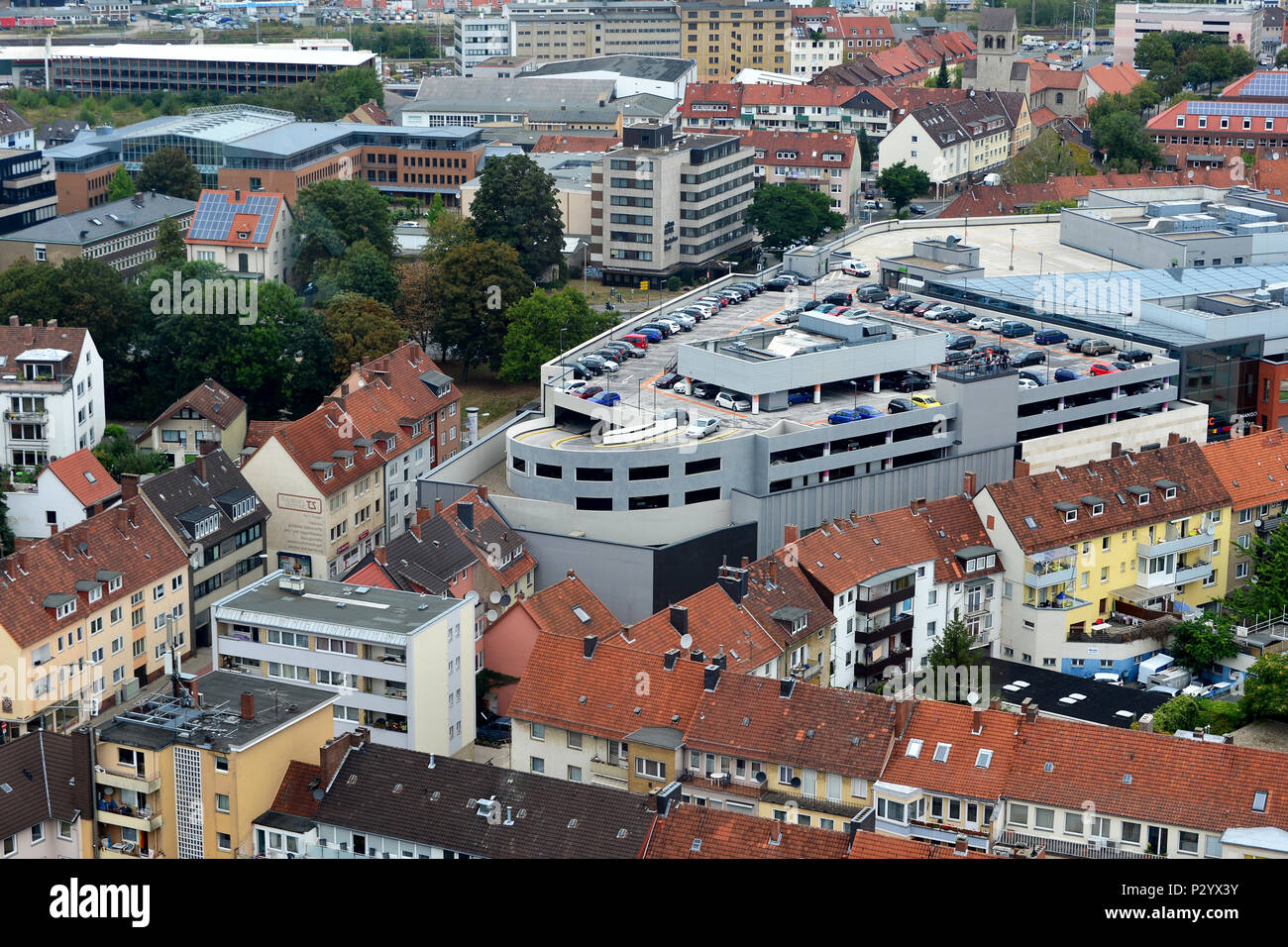 Hildesheim, Deutschland, Häuser auf dem Cardinal-Bertram-Straße. Stockfoto
