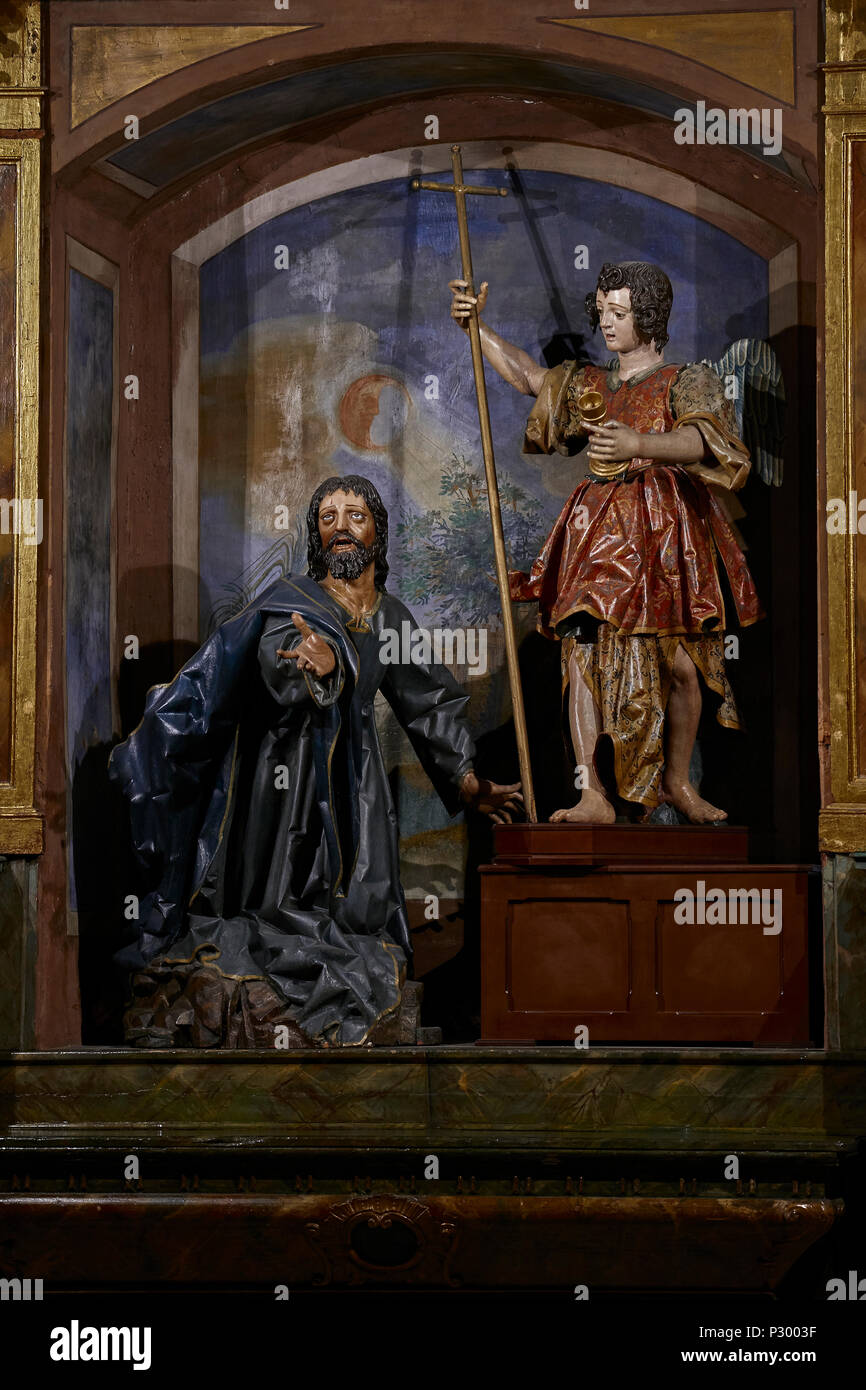 Qualifizierte Gruppe von dem Gebet der Garten von Andrés de Solanes in einer Kapelle der Kirche Santa Vera Cruz in der Stadt Valladolid, Spanien Stockfoto