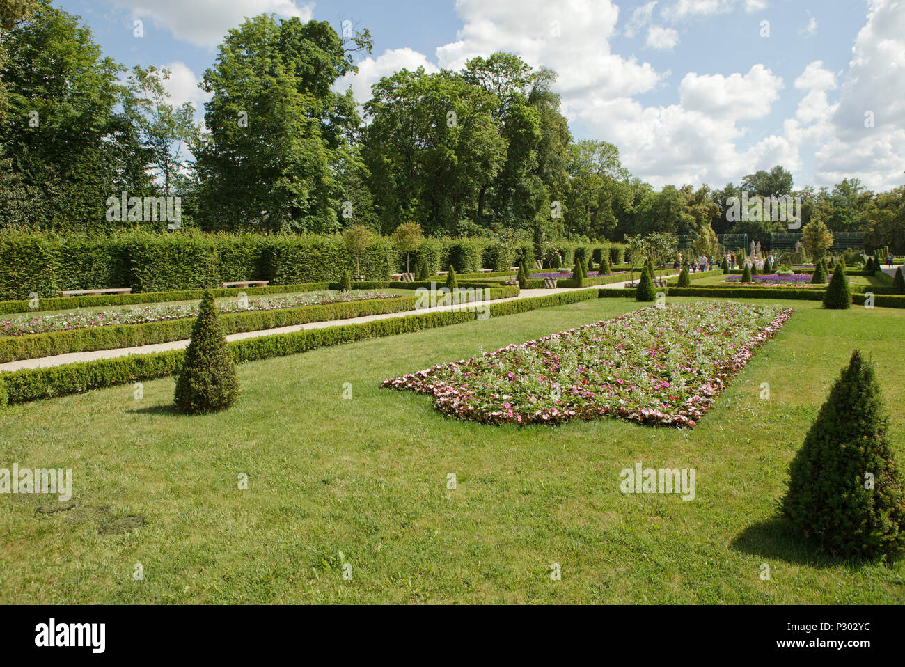 Grassfield im klassischen residental Garten, Wilanow, Warschau Stockfoto