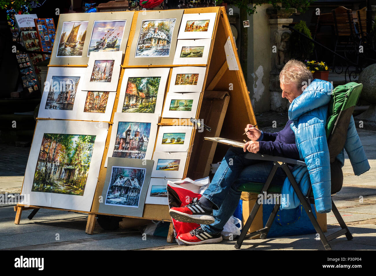 Bilder zum Verkauf, Lange Straße, Danzig, Polen Stockfoto