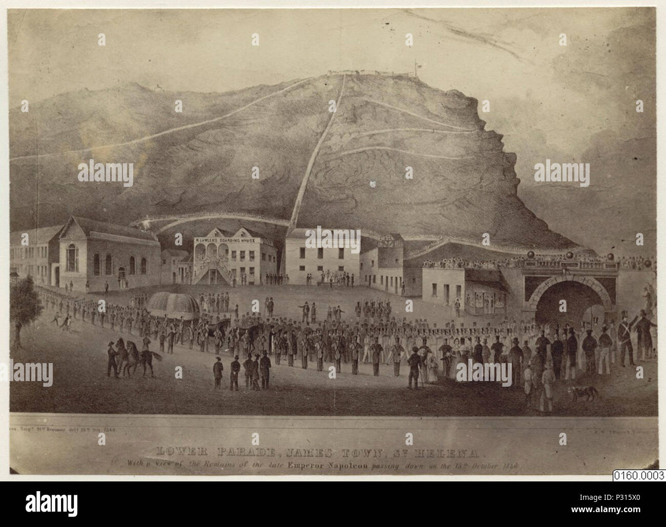 0160.0003 niedrigere Parade, James Stadt, St. Helena. Mit Blick auf die Überreste der Kaiser Napoleon nach unten vorbei am 13. Oktober 1840 Stockfoto