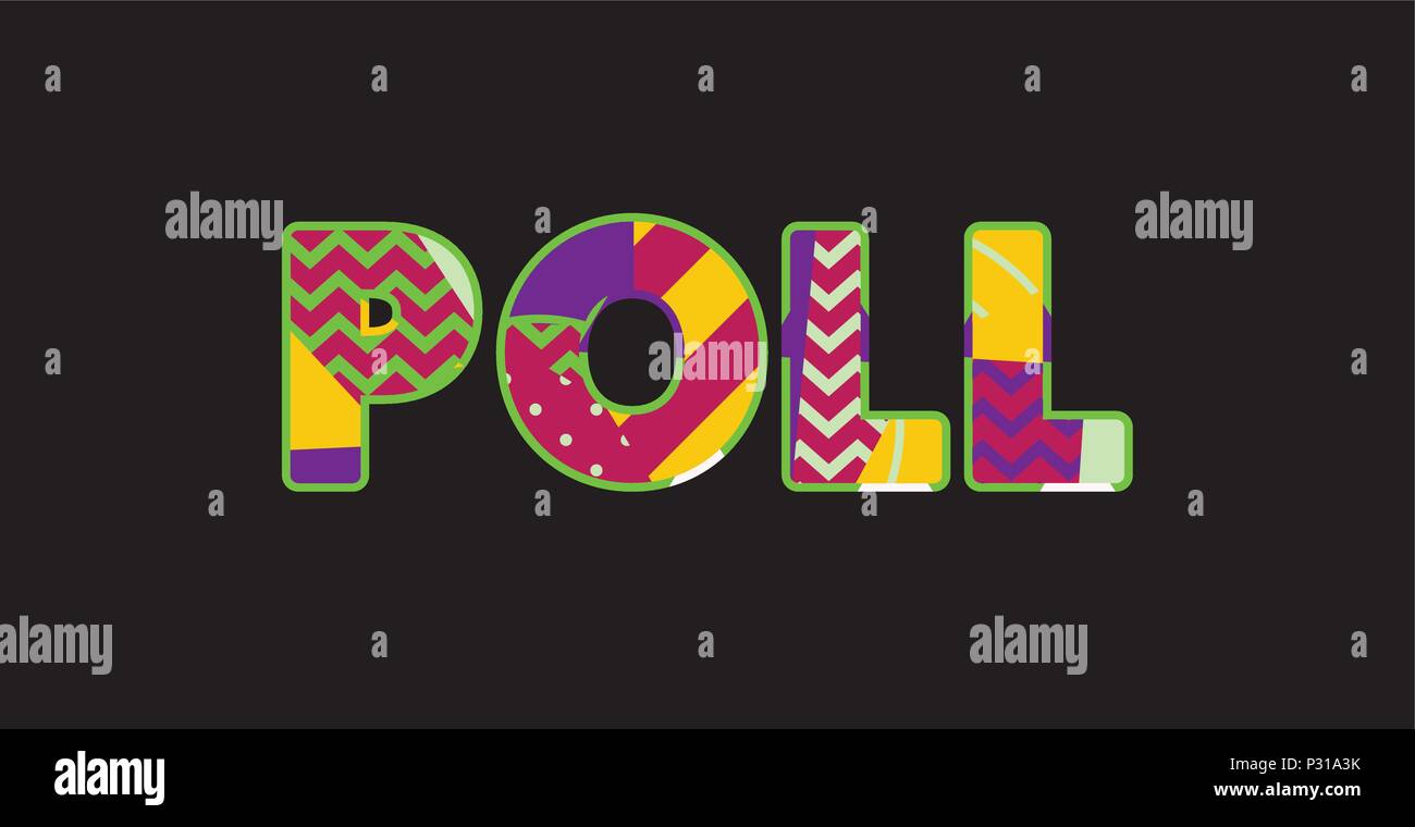 Das Wort Umfrage Konzept in farbenfrohe abstrakte Typografie geschrieben. Vector EPS 10 zur Verfügung. Stock Vektor Das Wort Umfrage Konzept in farbenfrohe abstrakte Typografie geschrieben. Vector EPS 10 zur Verfügung. Stock Vektor