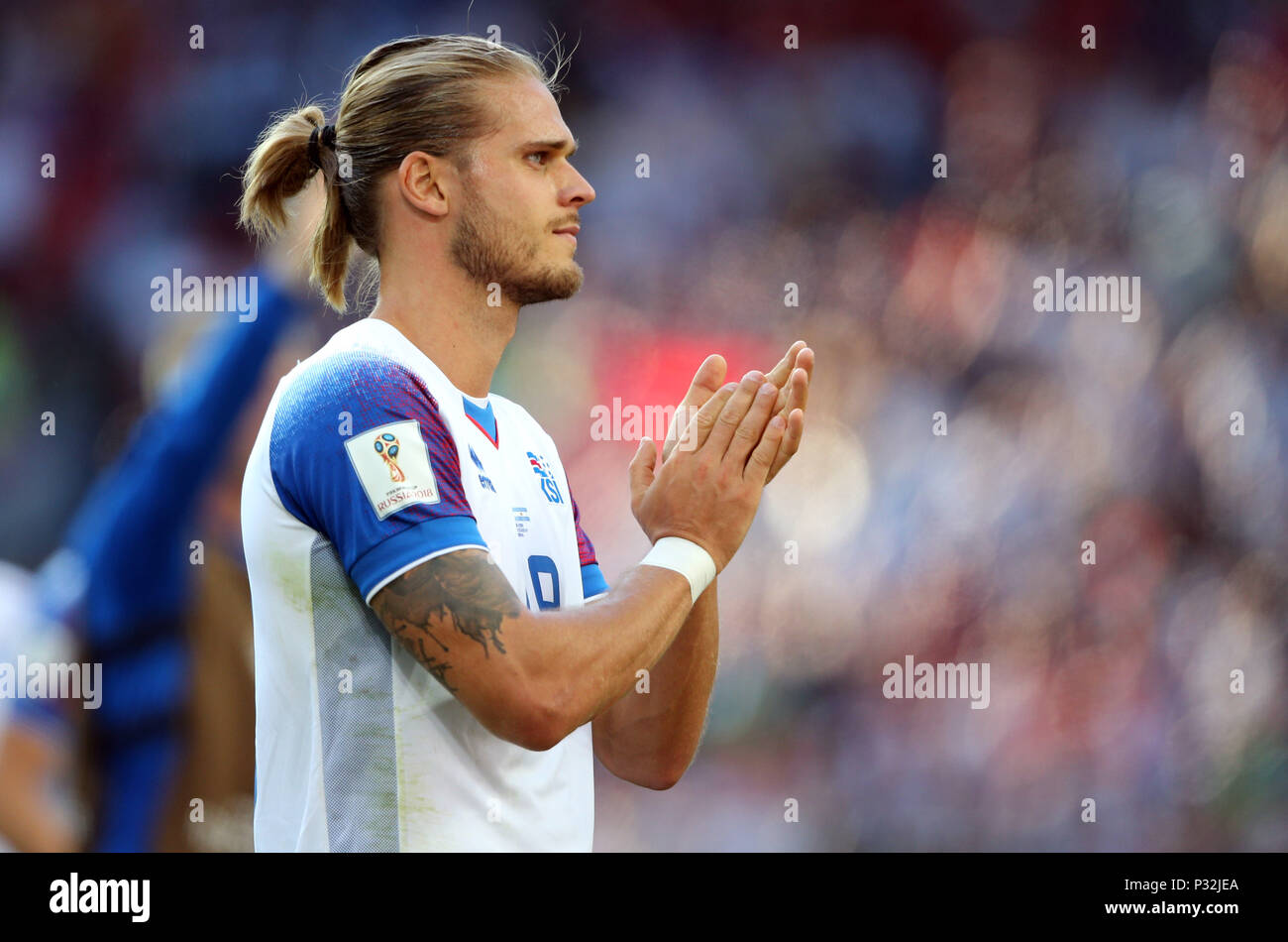 Moskau, Russische. 16 Juni, 2018. 16.06.2018. Moskau, Russische: bjarnason am Ende des Spiels FIFA WM Russland 2018, Gruppe D, Fußball zwischen Argentinien v Island in Spartak Stadium in Moskau. Credit: Unabhängige Fotoagentur/Alamy leben Nachrichten Stockfoto