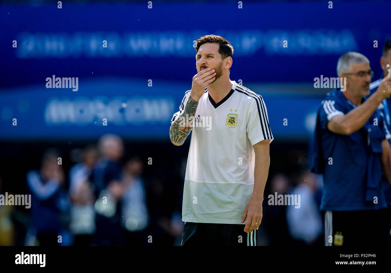 Moskau, Russland. 16 Juni, 2018. Lionel Messi (Argentinien) GES/fussball/Wm 2018 Russland: Argentinien - Island, 16.06.2018 GES/fussball/fussball/Wm 2018 Russland: Argentinien gegen Island, Stadt, Juni 16, 2018 | Verwendung der weltweiten Kredit: dpa/Alamy leben Nachrichten Stockfoto