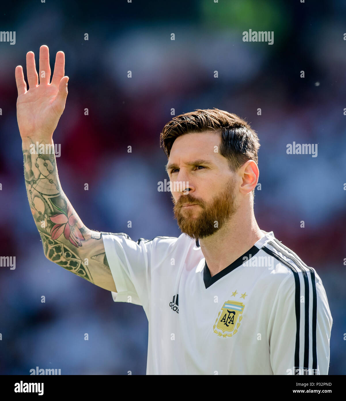 Moskau, Russland. 16 Juni, 2018. Lionel Messi (Argentinien) GES/fussball/Wm 2018 Russland: Argentinien - Island, 16.06.2018 GES/fussball/fussball/Wm 2018 Russland: Argentinien gegen Island, Stadt, Juni 16, 2018 | Verwendung der weltweiten Kredit: dpa/Alamy leben Nachrichten Stockfoto