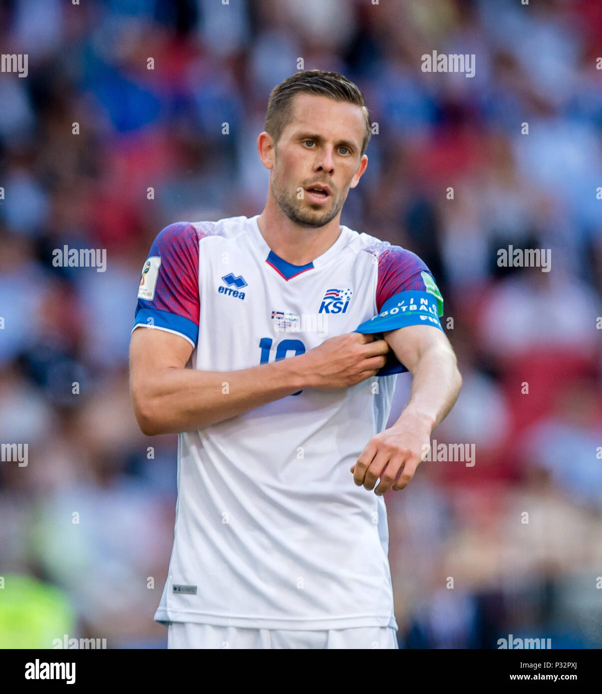 Moskau, Russland. 16 Juni, 2018. Gylfi Sigurdsson (Island) GES/fussball/Wm 2018 Russland: Argentinien - Island, 16.06.2018 GES/fussball/fussball/WM 2018 Russland: Argentinien gegen Island, Stadt, Juni 16, 2018 | Verwendung der weltweiten Kredit: dpa/Alamy leben Nachrichten Stockfoto