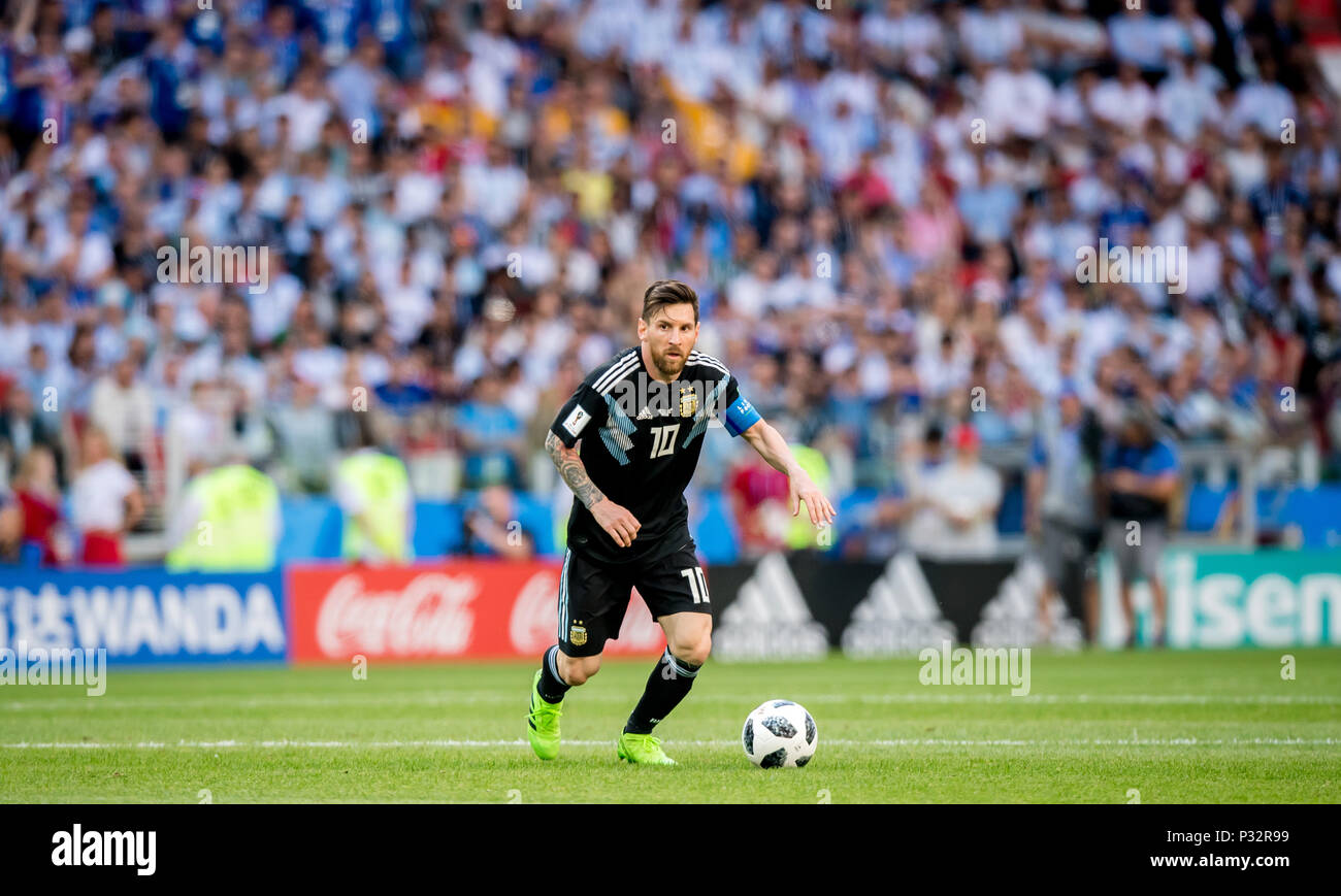 Lionel Messi (Argentinien) GES/fussball/Wm 2018 Russland: Argentinien - Island, 16.06.2018 GES/fussball/fussball/Wm 2018 Russland: Argentinien gegen Island, Stadt, Juni 16, 2018 | Verwendung weltweit Stockfoto