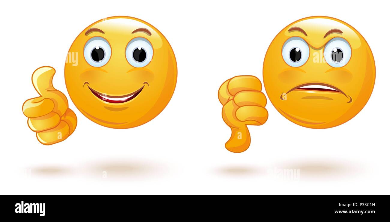 Daumen Nach Oben Und Unten Emoticons Gesetzt Demonstrieren Gegen Emotionen Frohliche Und Traurige Smiley Emoji Sammlung Mit Verschiedenen Gesten Ja Und Nein Li Stock Vektorgrafik Alamy