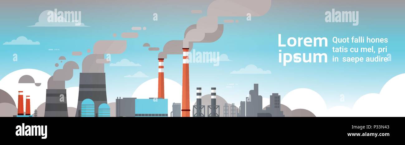 Natur Luftverschmutzung Werk Rohr Luft verschmutzte Rauch Abfälle schlechten Umwelt mit der Industrie herstellen, kopieren Platz banner Stock Vektor