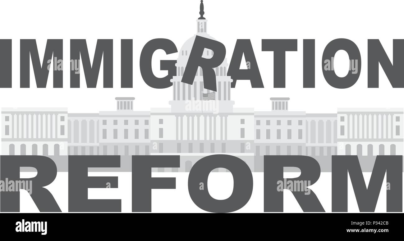 Washington DC US Capitol Gebäude Immigration Reform Text Abbildung Stock Vektor