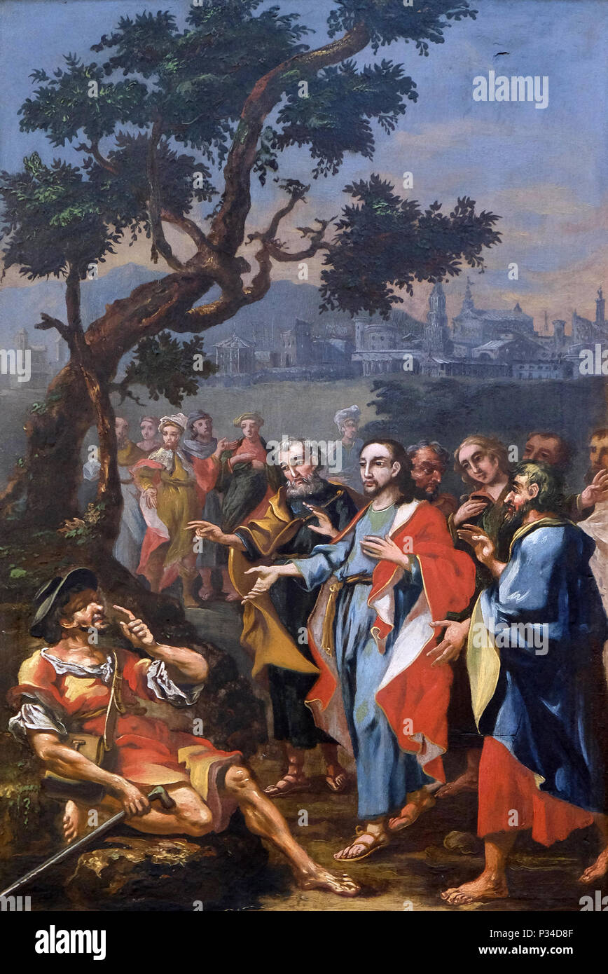 Wunder von Jesus: die Heilung des Blinden, Kirche der Unbefleckten Empfängnis in Lepoglava, Kroatien Stockfoto