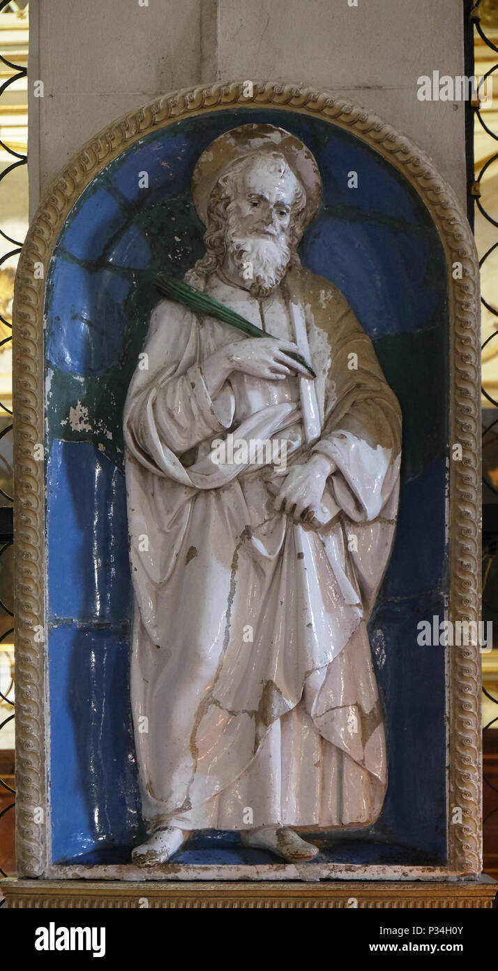 Statue der Heiligen, die Basilika von San Frediano, Lucca, Toskana, Italien Stockfoto