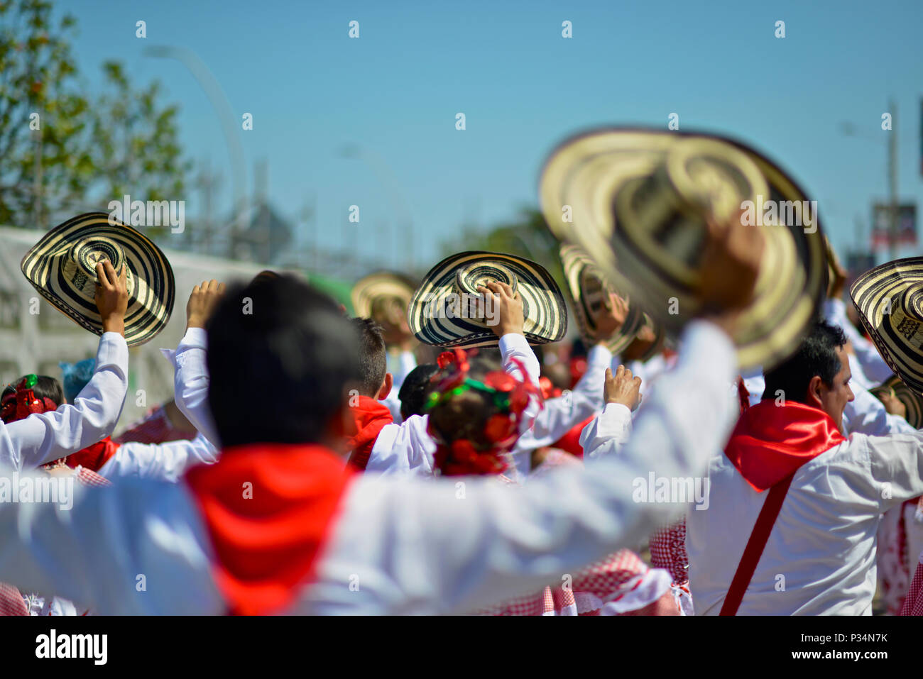 Cumbia Tänzer, Schlacht von Blumen, Barranquilla Karneval. Stockfoto