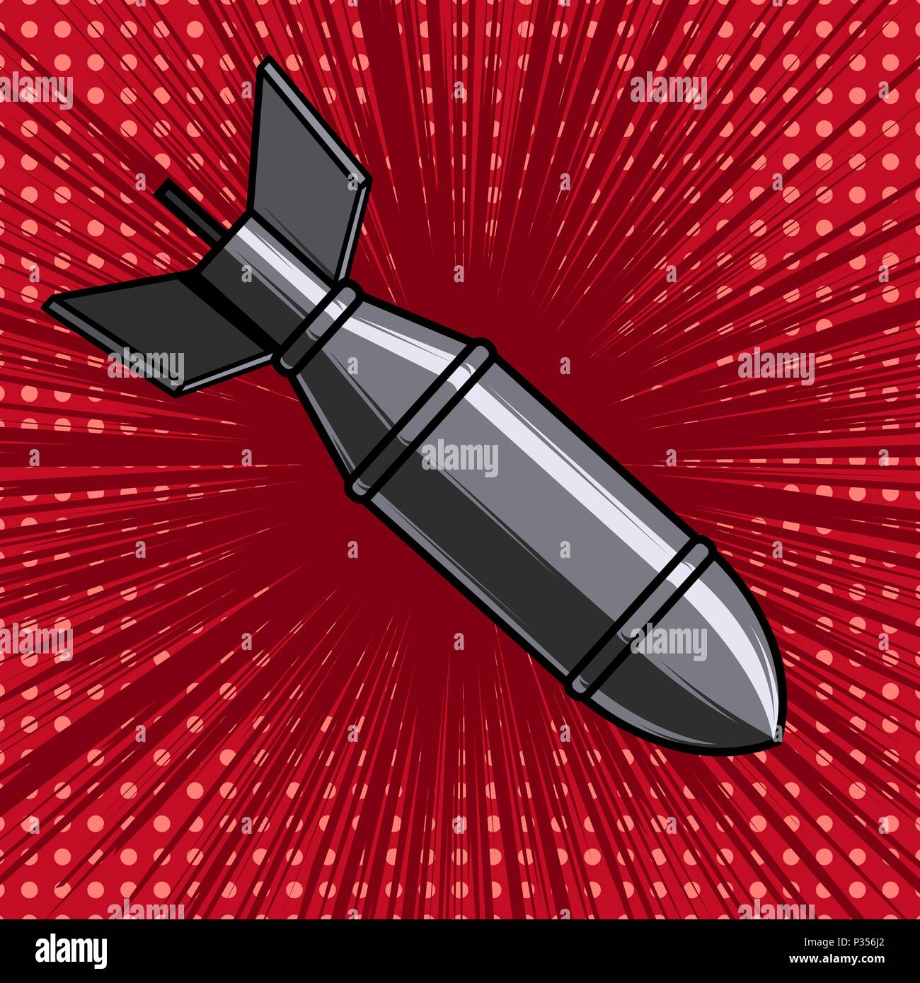 Cartoon Bombe auf Hintergrund mit Speed Lines. Design Element für Poster, Drucken, Karte, Banner, Flyer. Vektorbild Stock Vektor