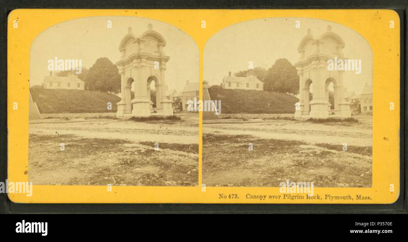 . Vordach über Pilgrim Rock, Plymouth, Massachusetts Abdeckung: 1865?-1905?. Quelle Impressum: 1865?-1905?. Digitale Element veröffentlicht 9-15 2005; 2-12-2009 aktualisiert. 53 Vordach über Pilgrim Rock, Plymouth, Masse, durch Kilburn Brüder Stockfoto