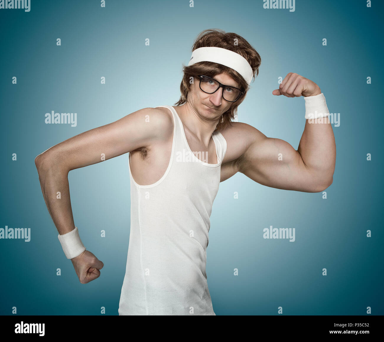 Lustig sport Nerd Stockfoto