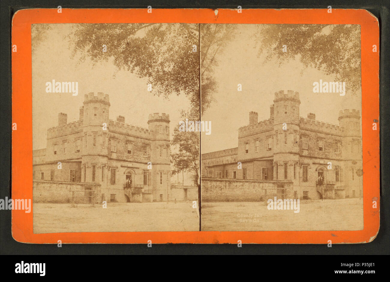 . Chatham County Jail. Alternative Titel: Südliche stereoskopische Ansichten, nein. 308. Erstellt: Ca. 1875. Abdeckung: 1867?-1885?. Quelle Impressum: 1867?-1885?. Digitale Element veröffentlicht 6-30 2005; 2-12-2009 aktualisiert. 62 Chatham County Gefängnis, von Ryan, D.J., 1837 - Stockfoto