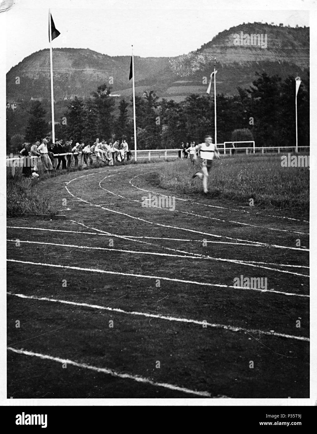 Läufer in Jena Arena, historischen Foto, Deutschland Stockfoto
